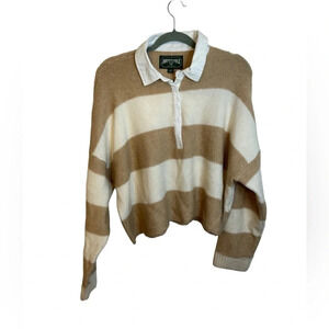 American Eagle Striped Boxy Polo Sweater